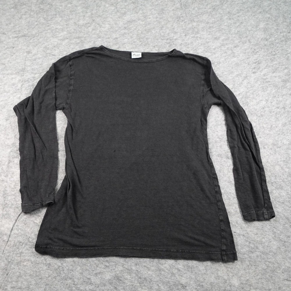 CP Shades Top Womens Small Black Linen Tunic Crew Neck Lagenlook Beachy